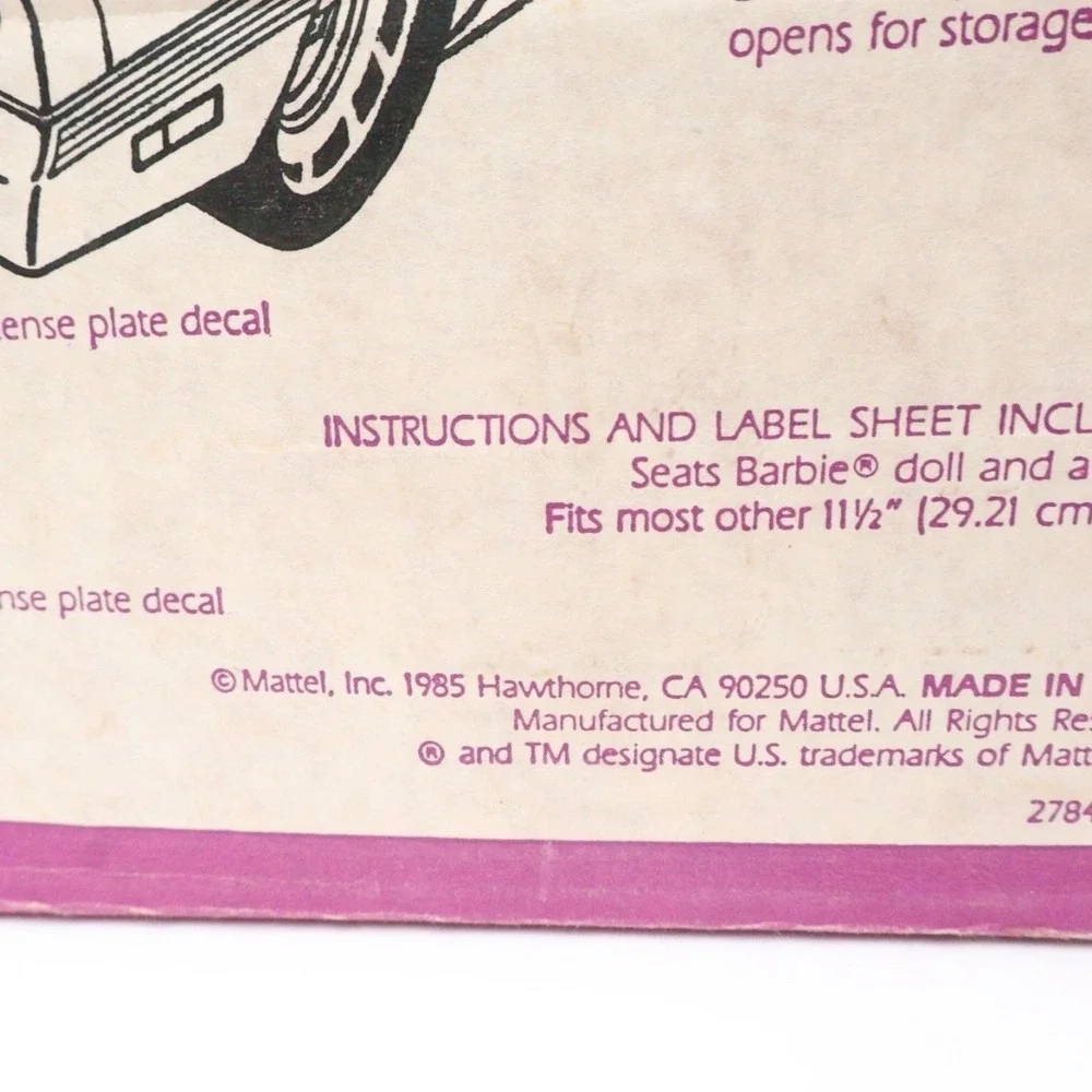 1985 Barbie Ultra Vette‎ Corvette Mattel #2784 Vintage NEW Sealed Box